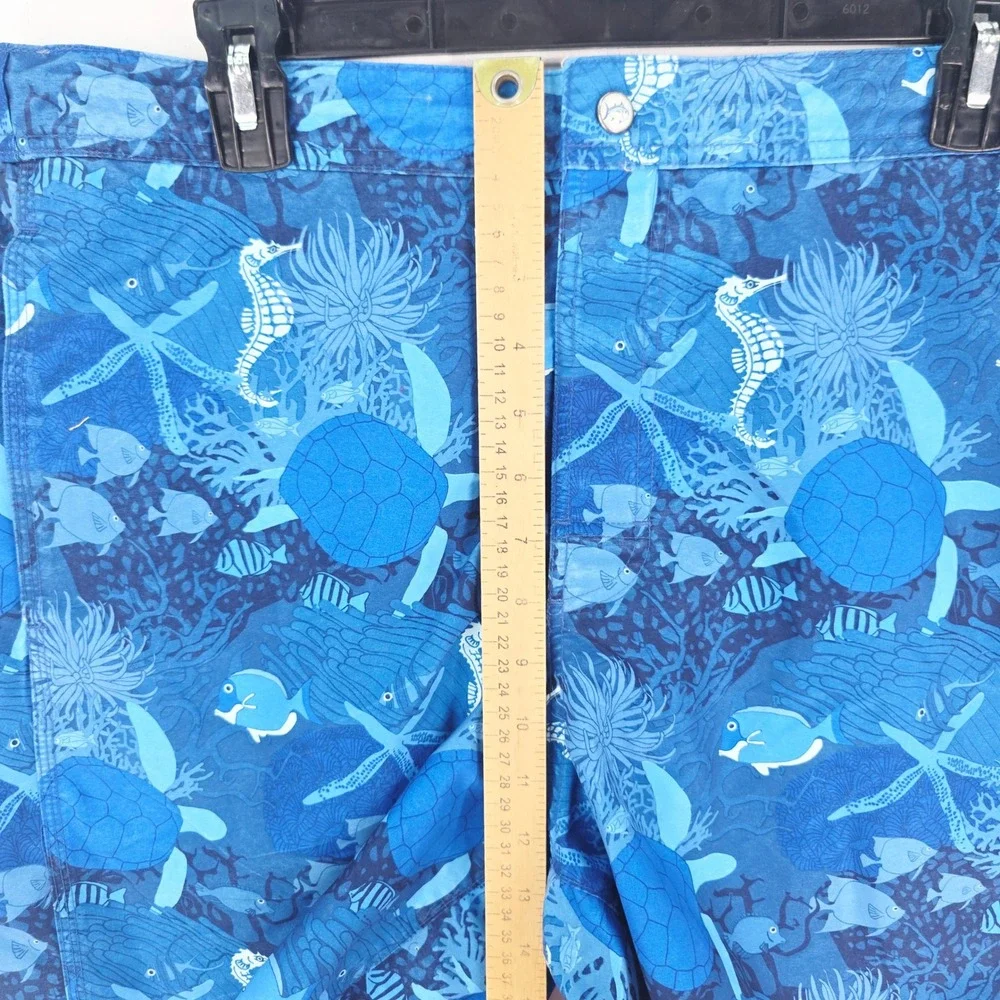 Southern Tide The Skipjack Water Shorts Blue Sea Turtle Seahorse Print Mens M